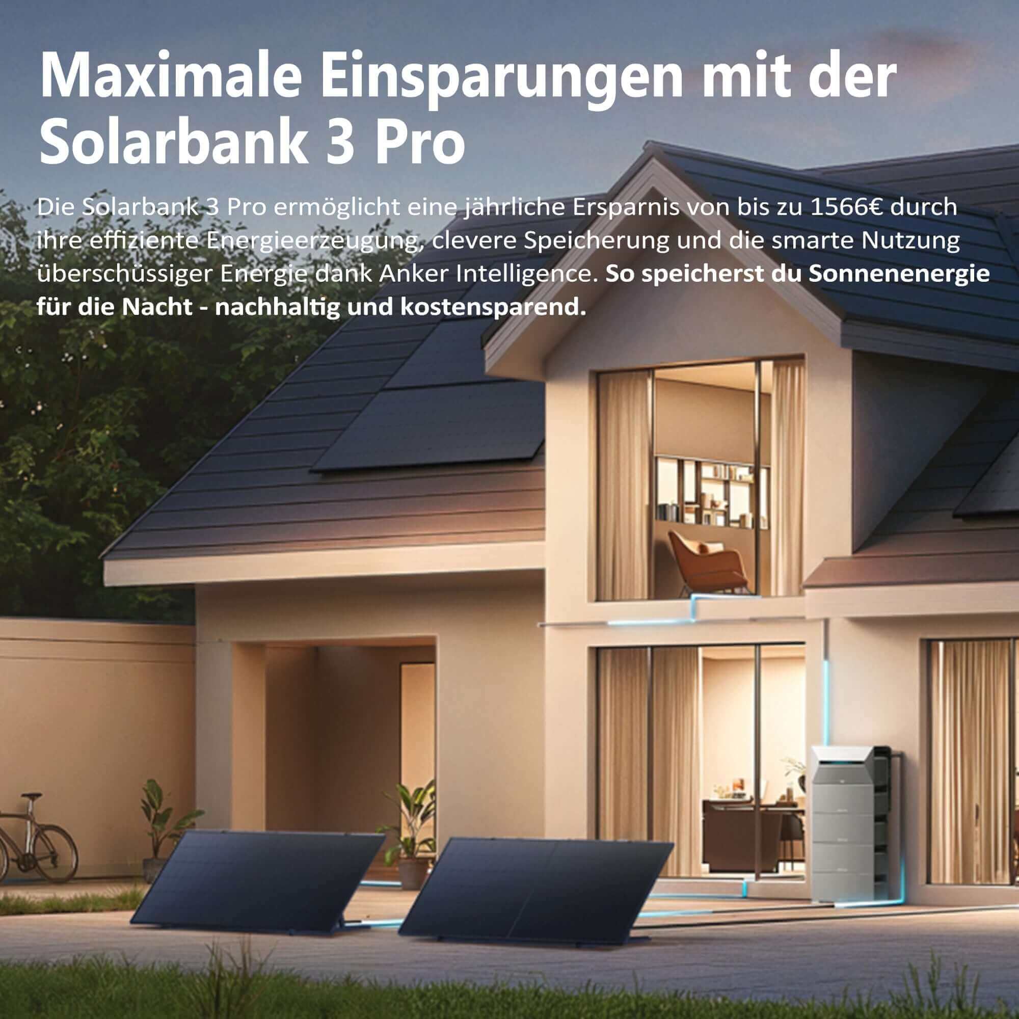 Balkonkraftwerk mit Speicher – Anker SOLIX Solarbank 3 Pro E2700 (2,68 kWh) | SAKETE 450W