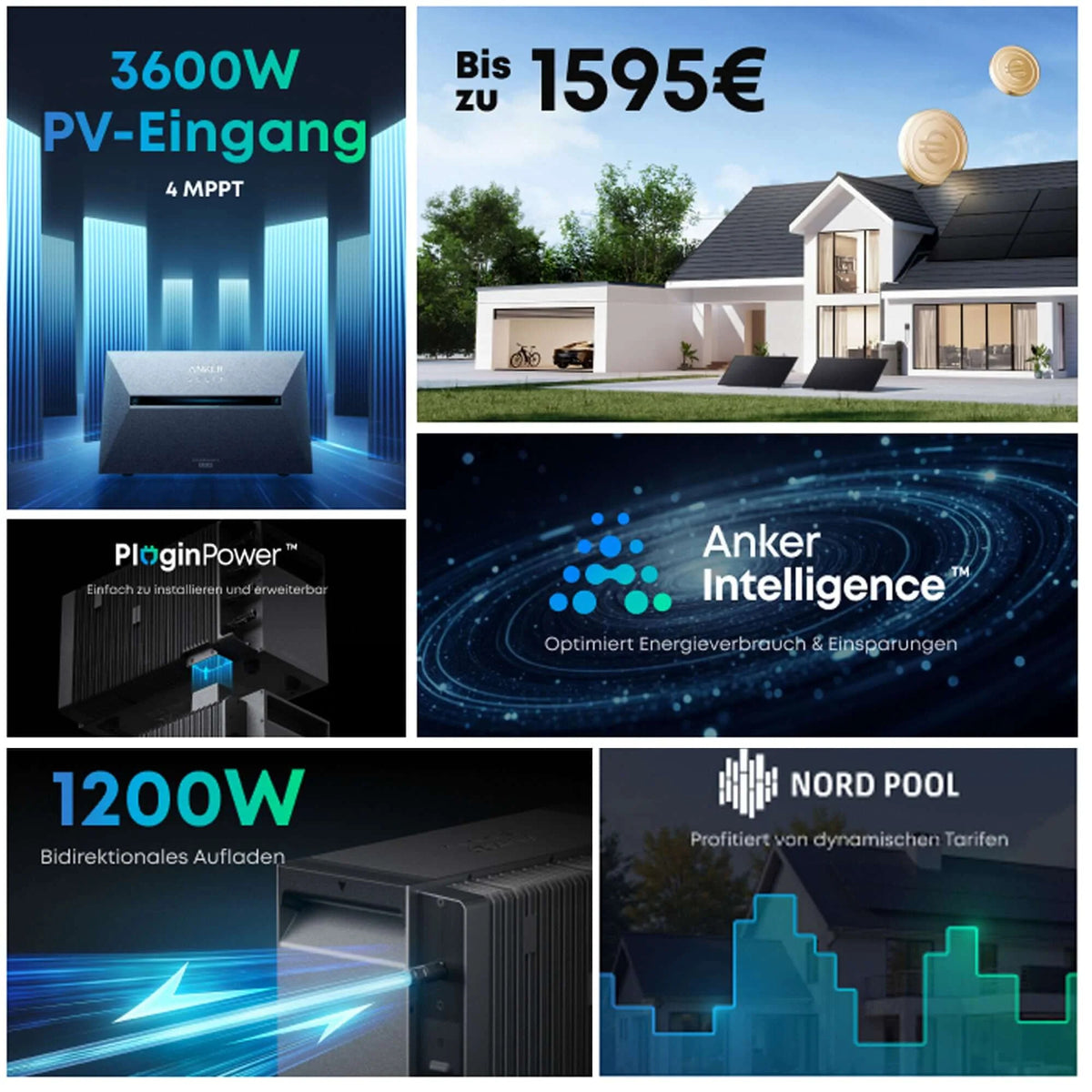 Balkonkraftwerk mit Speicher – Anker SOLIX Solarbank 3 Pro E2700 (2,68 kWh) | SAKETE 450W