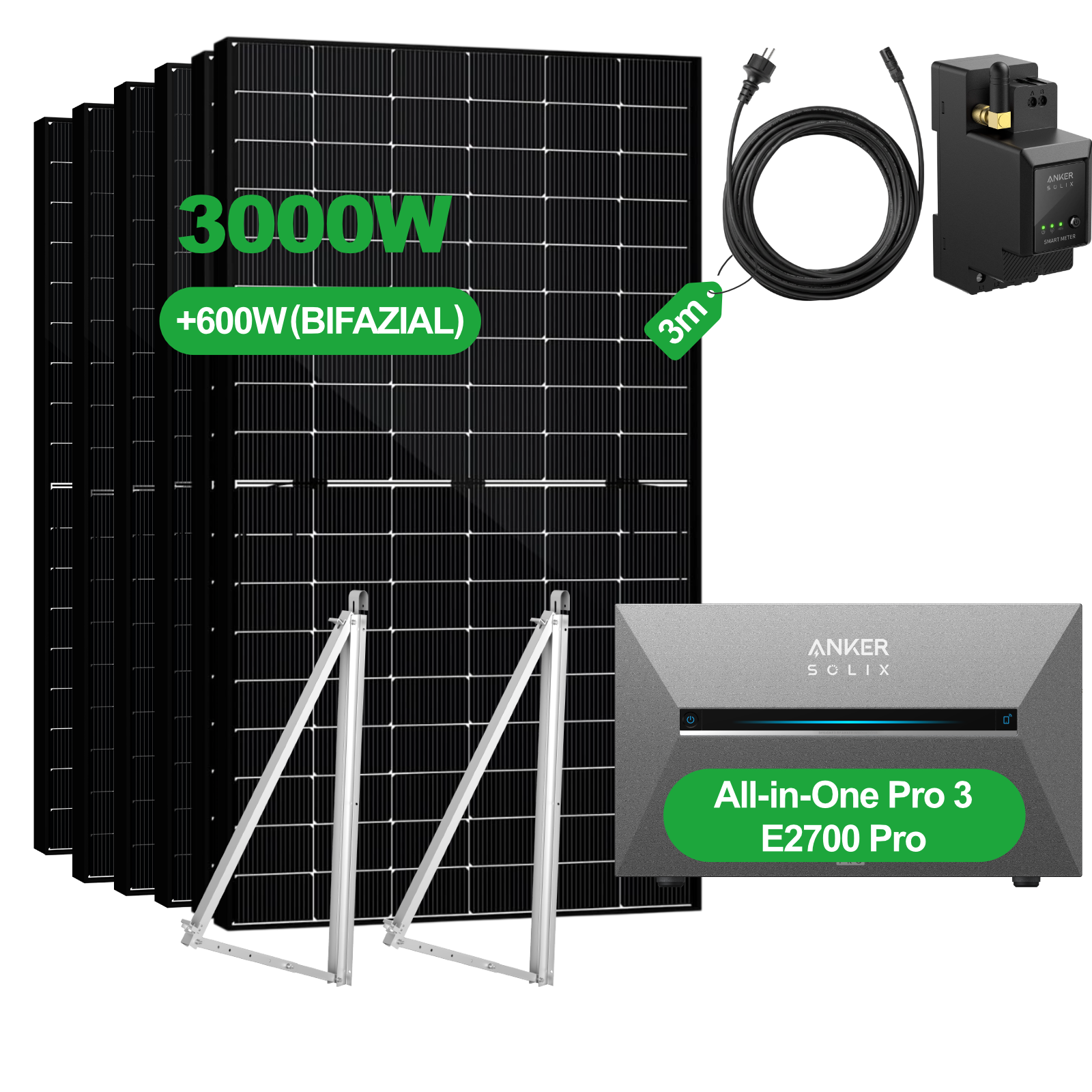 Balkonkraftwerk mit Speicher – Anker SOLIX Solarbank 3 Pro E2700 (2,68 kWh) | SAKETE