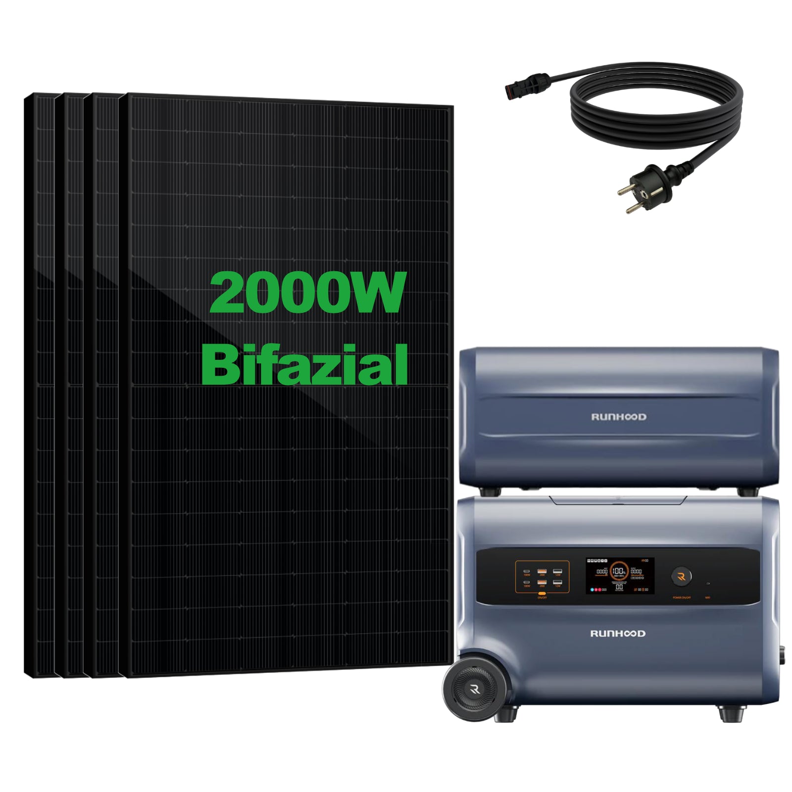 Balkonkraftwerk mit Speicher – RUNHOOD All-in-One-System mit Wechselrichter F2400 (2,4 kWh) | SAKETE