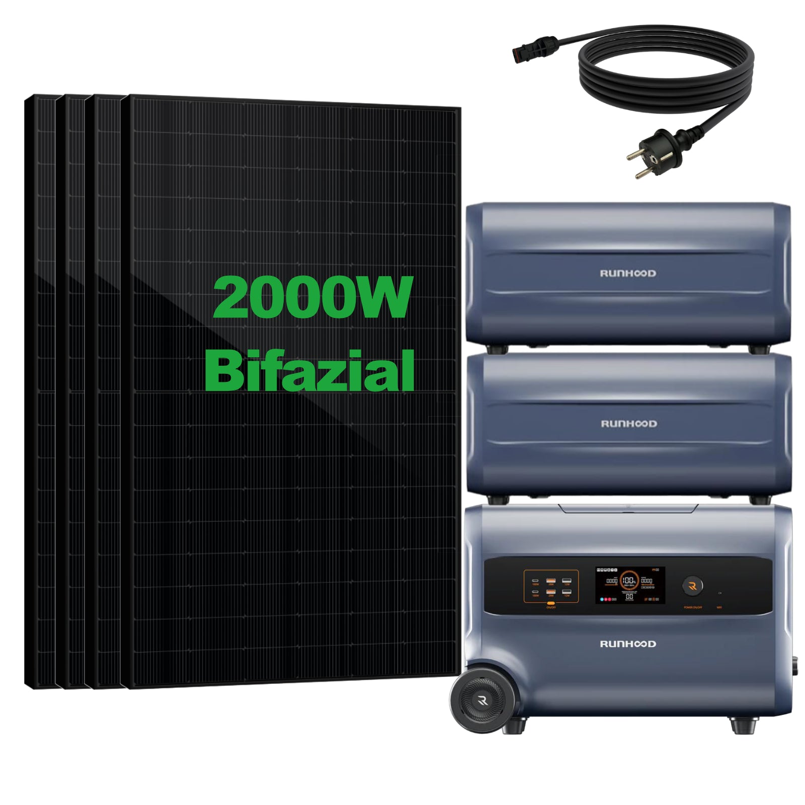 Balkonkraftwerk mit Speicher – RUNHOOD All-in-One-System mit Wechselrichter F2400 (2,4 kWh) | SAKETE