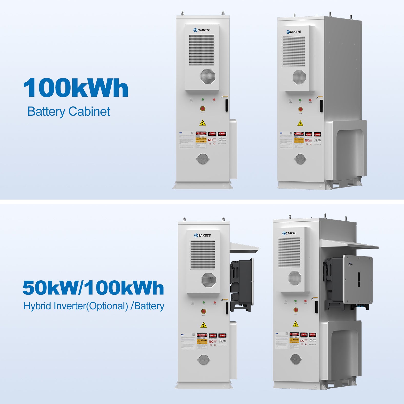 SAKETE Lithium ESS Batterieschrank 100kWh Wasserdichter Außenschrank für Gewerbliche Nutzung