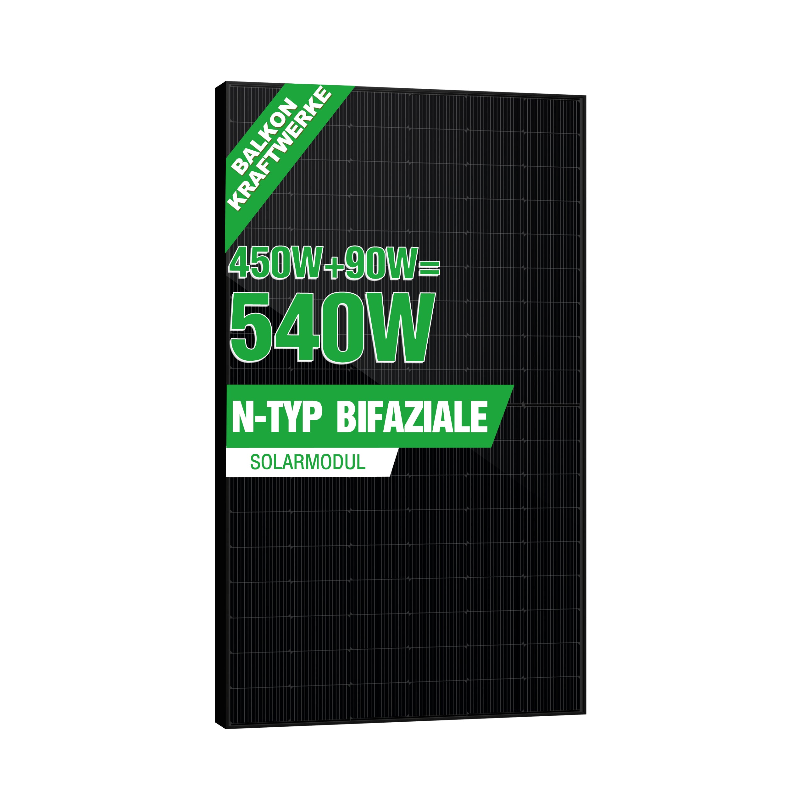 SAKETE Solarpanel 450W Bifazial (+90W), Solarmodul Doppelglas Full Black, N-Typ Photovoltaik Modul für Balkonkraftwerk