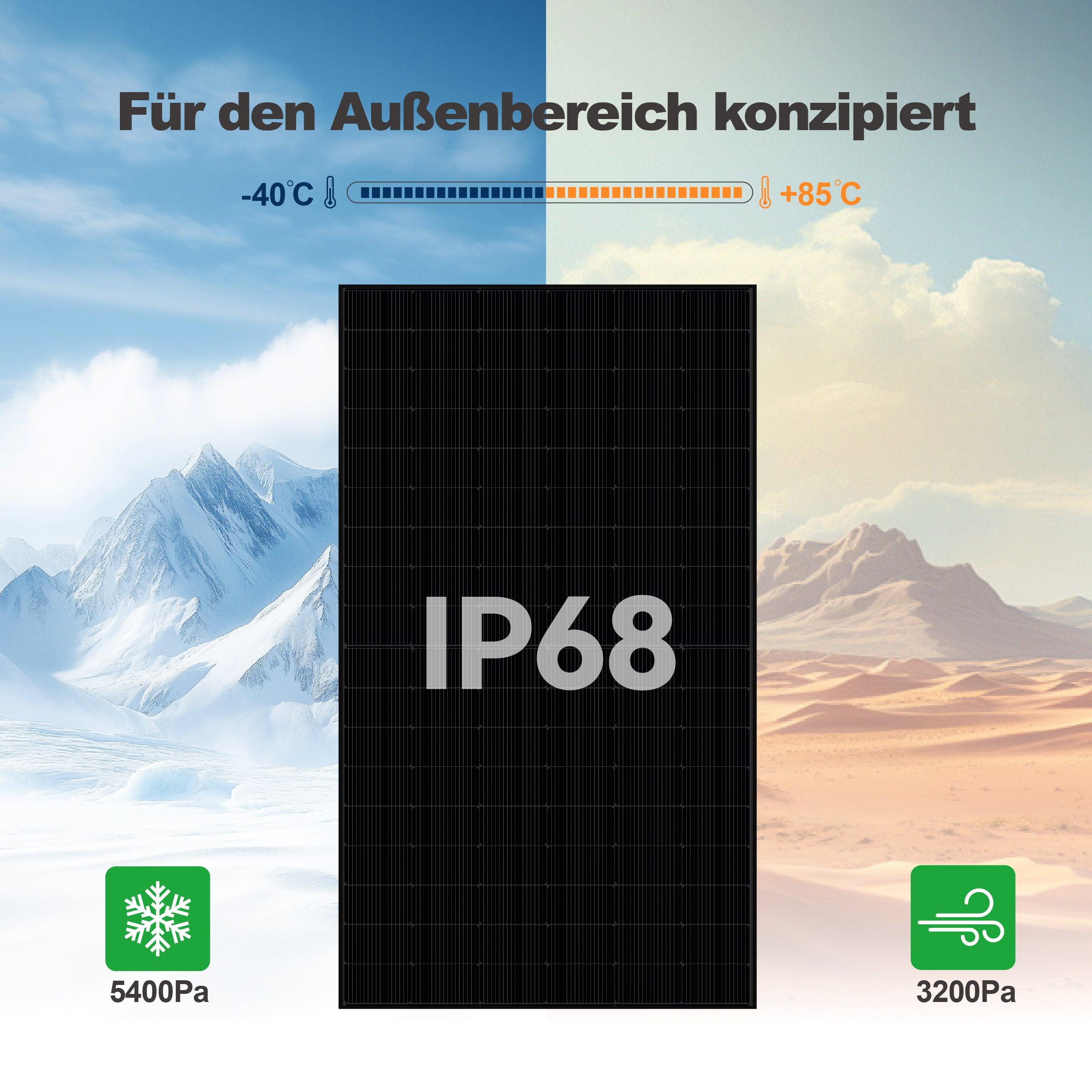 SAKETE Solarmodul 500W – N-Typ Full Black Solarpanel mit Halbzellen-Technologie, geeignet für Balkonkraftwerk, 500W PV Panel